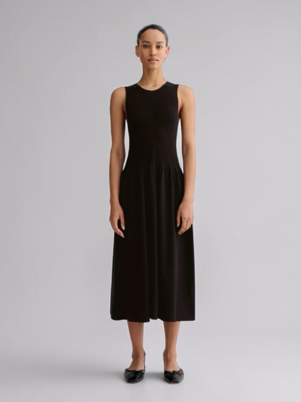 Everlane The Knit Crew Dress Black Large NWT Sold Out Midi Dress
